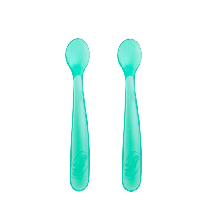 Chicco Colher de Silicone Azul, 6 Meses+, 2 Unidades