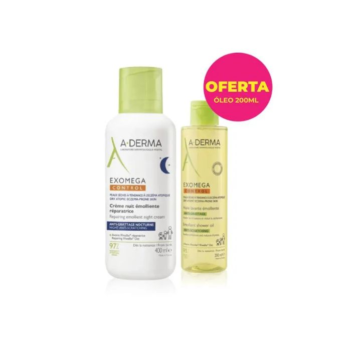 A-Derma Exomega Control Creme de Noite, 400 ml + Oferta Óleo, 200 ml