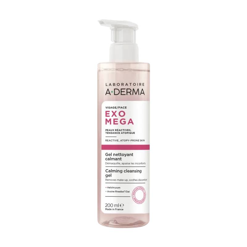 A-Derma Exomega Gel de Limpeza Calmante para Rosto, 200 ml