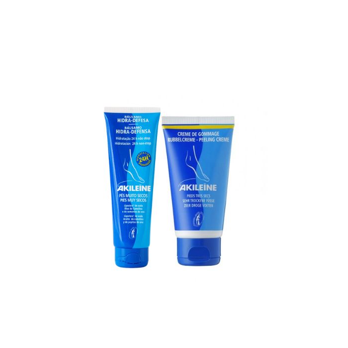 Akileïne Pack Pés Secos, Bálsamo Hidra Defesa 125 ml + Creme Esfoliante 75 ml