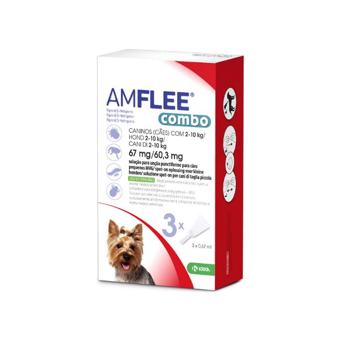 Amflee Combo 67/60, 3mg Pipeta Cão 2-10Kg 3 Pipetas