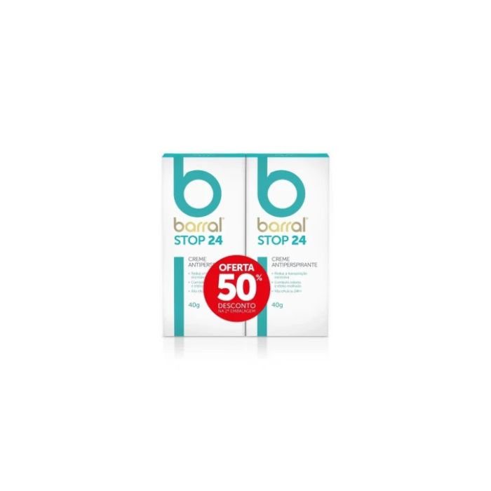 Barral STOP 24 Creme Antiperspirante 2X40G + Desc 50% na 2ª Embalagem