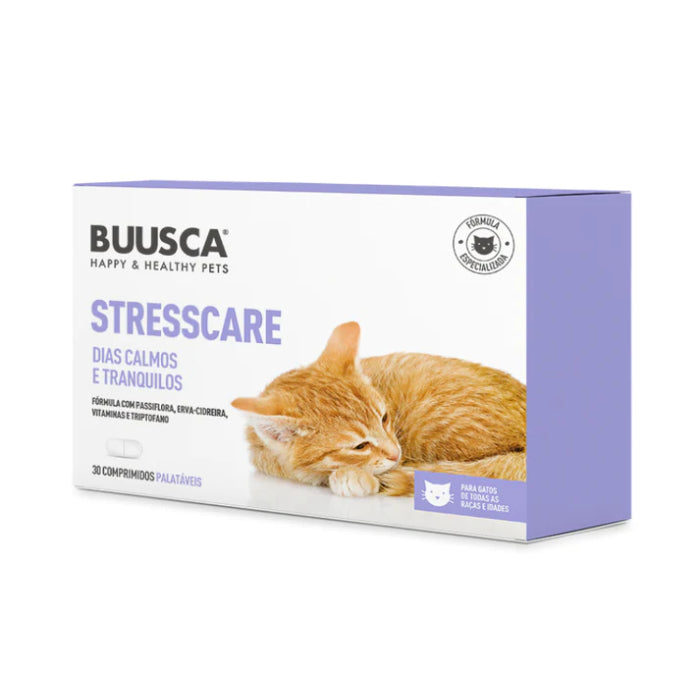Buusca Stresscare Dias Calmos e Tranquilos Gato, 30 Comprimidos