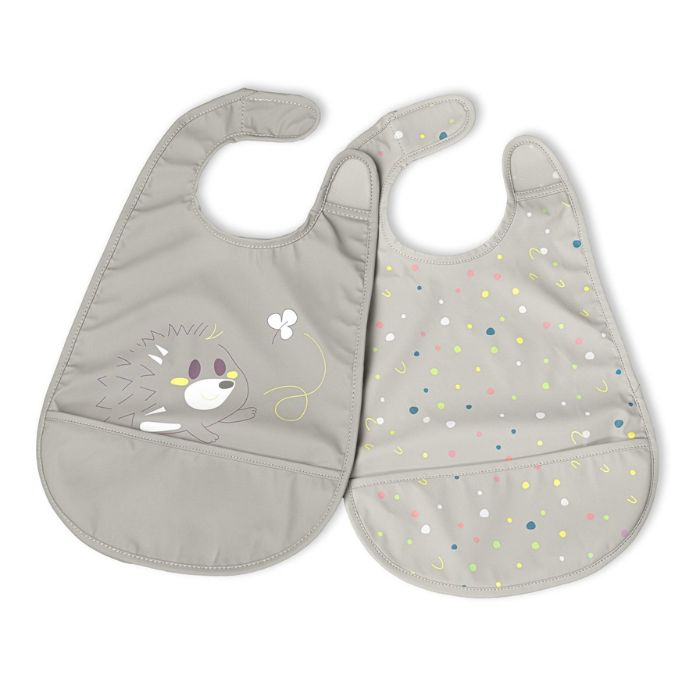 Chicco Babetes de Tecido Cinza +6m, 2 Unidades
