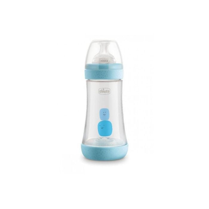 Chicco Biberão Perfect5 Azul Silicone Médio, 240 ml