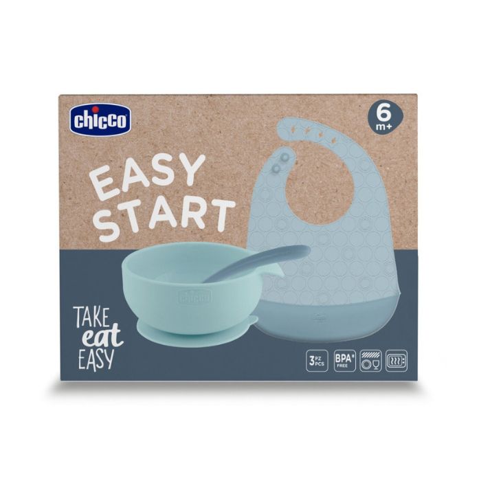 Chicco Easy Start Conjunto Papa Silicone Azul, 6M+