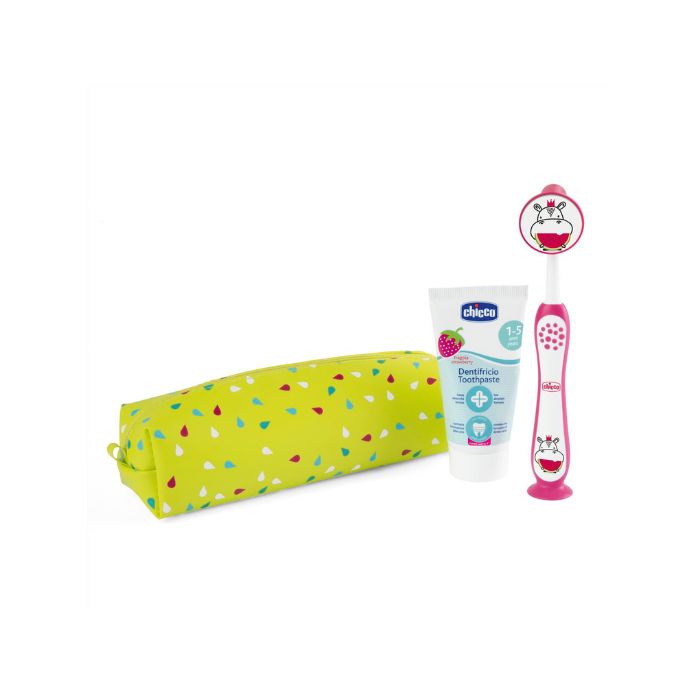 Chicco Conjunto Higiene Oral Hippo Rosa, 36m+