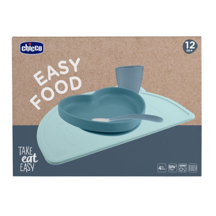 Chicco Easy Food Conjunto Papa Silicone Azul, 12M+