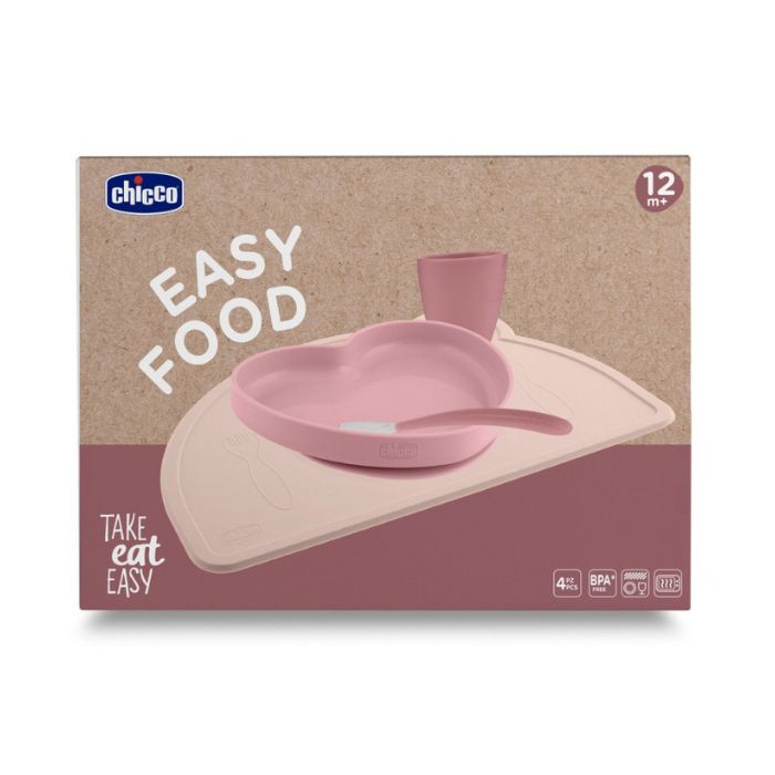 Chicco Conjunto Papa Silicone Rosa, 12m+