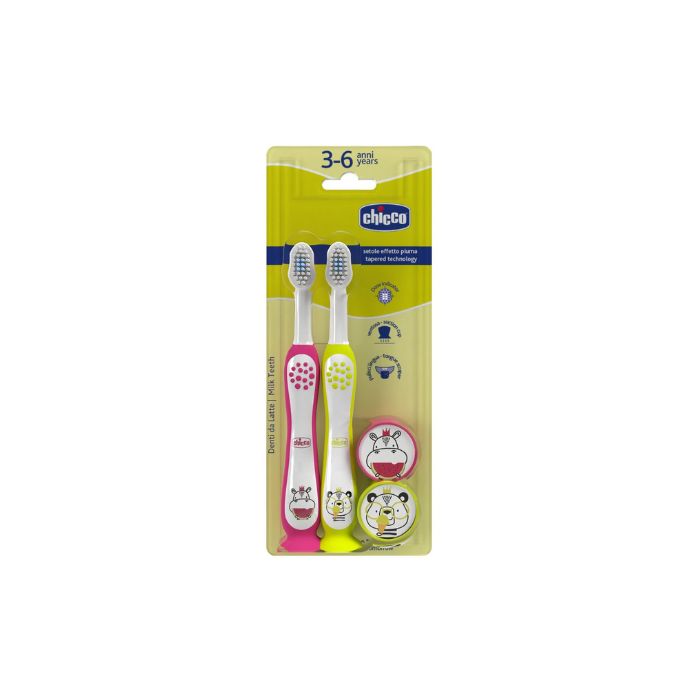 Chicco Escova Dentes de Leite Hippo-Panda, 3-6 anos