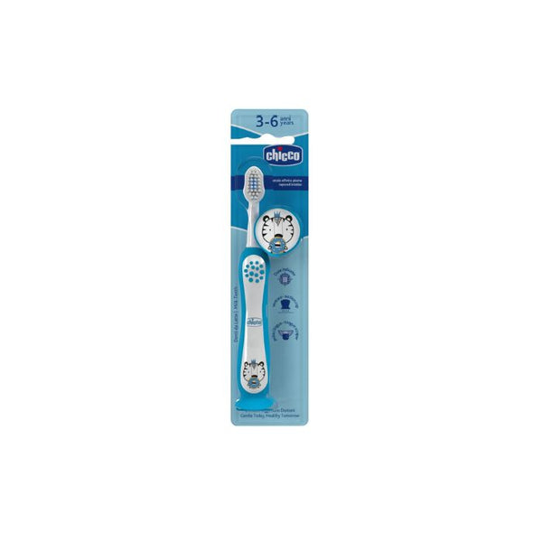 Chicco Escova Dente de Leite Tigre Azul, 3-6 anos