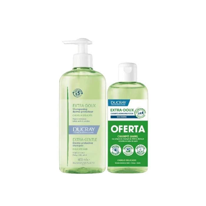 Ducray Extra-Doux Champô Hidratante de Uso Frequente 400 ml + Oferta 200 ml