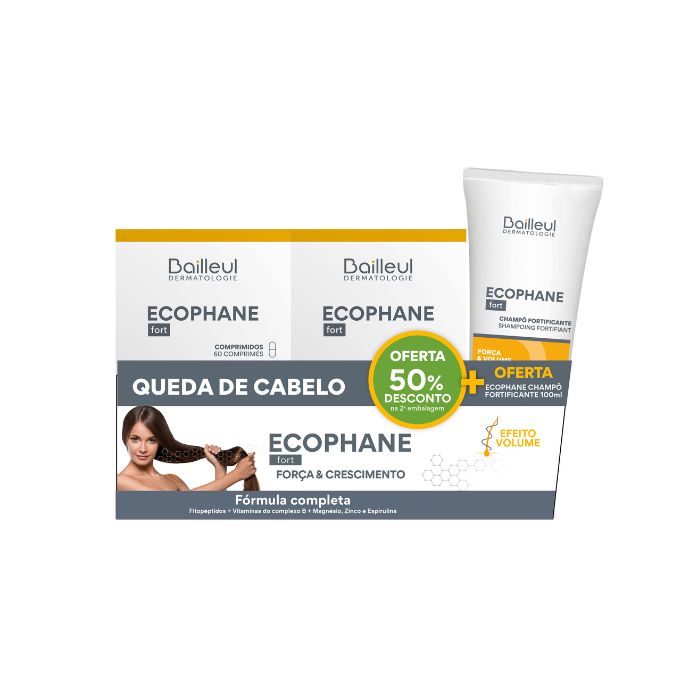 Ecophane Fort, 60 Comprimidos x2 50% na 2ª Unidade + Champô Fort, 100 ml