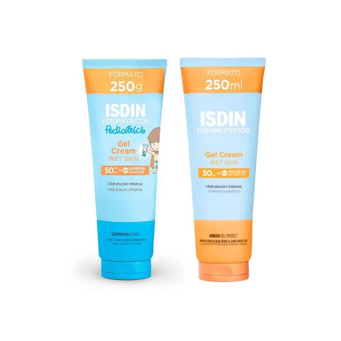 Isdin Fotoprotetor Gel-Creme Wet Skin Pediátrico SPF50+ 250 ml + Gel-Creme Wet Skin SPF50+ 250 ml