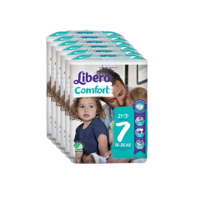 Libero Comfort 7 Fralda 16-26Kg, 6 X 21 Unidades