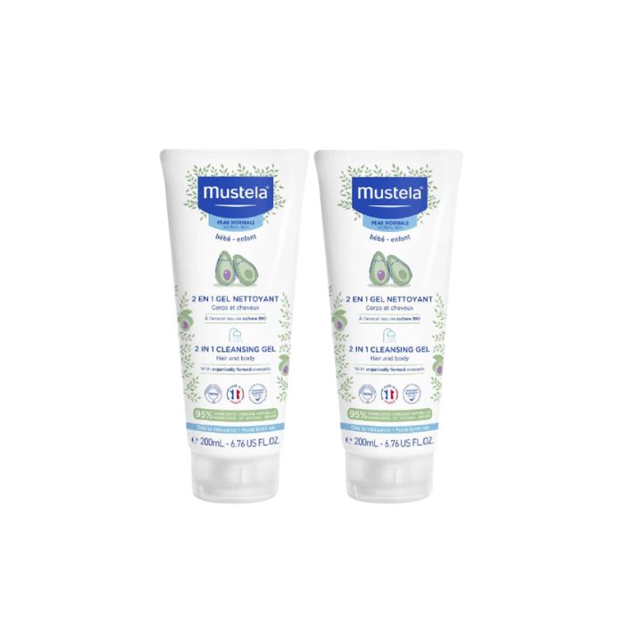 Mustela 2em1 Cabelo/Corpo Bébé, 2 x 200 ml