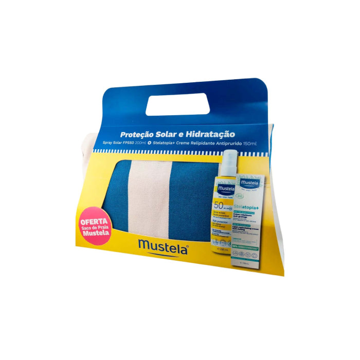 Mustela Pack Proteção Solar Corpo e Rosto + Creme Stelatopia + Oferta Saco de Praia