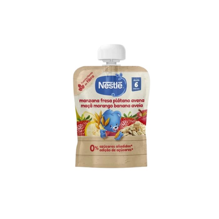 Nestlé Puré Maçã, Morango, Banana e Aveia 6m+, 90 g