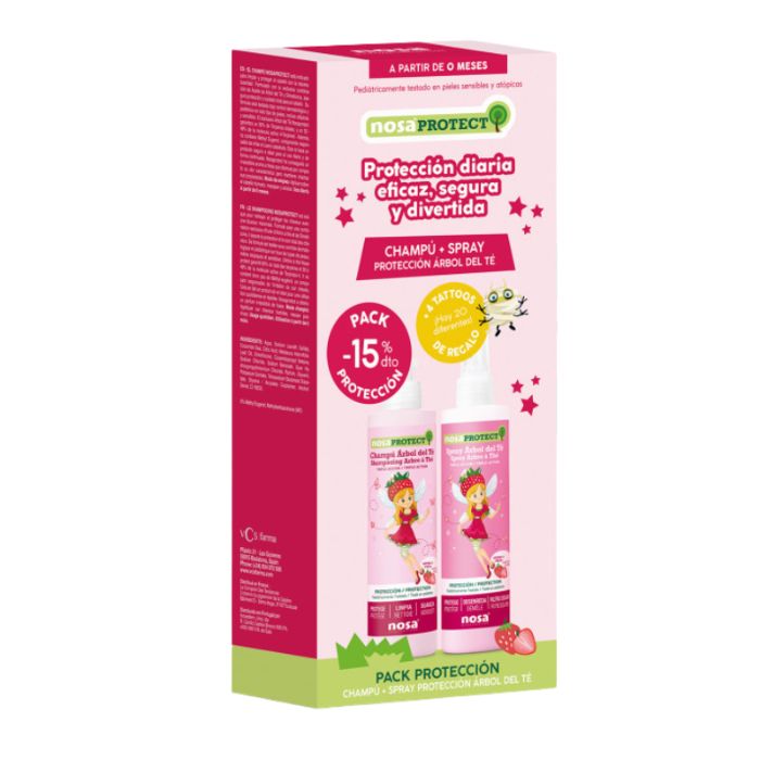 Nosa Protect Pack Morango Champô, 250 ml + Spray, 250 ml