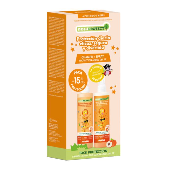 Nosa Protect Pack Pêssego Champô, 250 ml + Spray, 250 ml