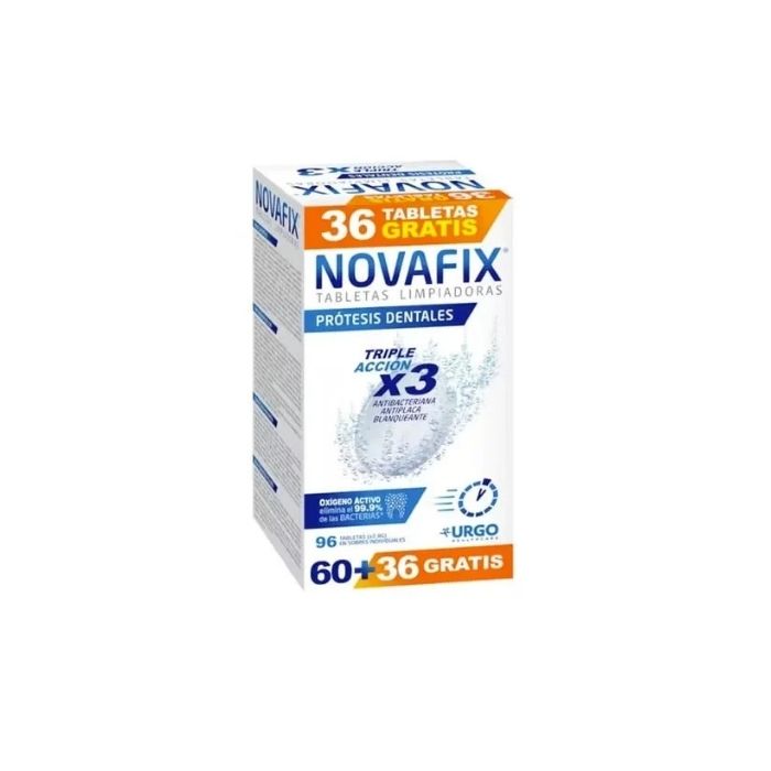 Novafix Pastilhas de Limpeza Efervescentes para Próteses Dentárias, 60 + Oferta 36 Pastilhas