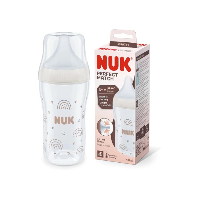 Nuk Biberão Perfect Match Rainbow +3M, 260 ml