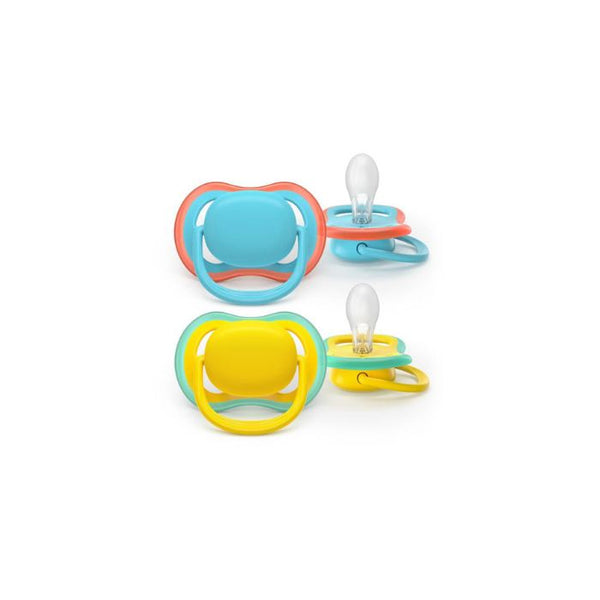 Philips Avent Ultra Air Chupeta Azul e Amarela 18M+, 2 Chupetas