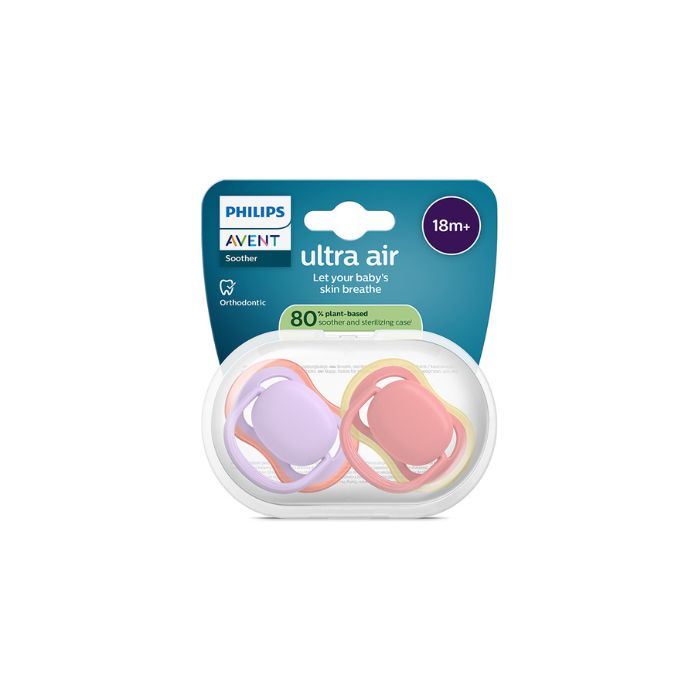 Philips Avent Ultra Air Chupeta Lavanda e Coral 18M+, 2 Chupetas
