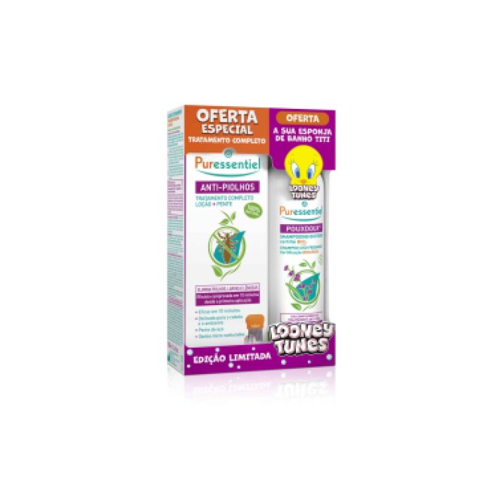 Puressentiel Anti-Piolhos Loção 100 ml + Champô Looneytunes 200 ml + Oferta Esponja Banho