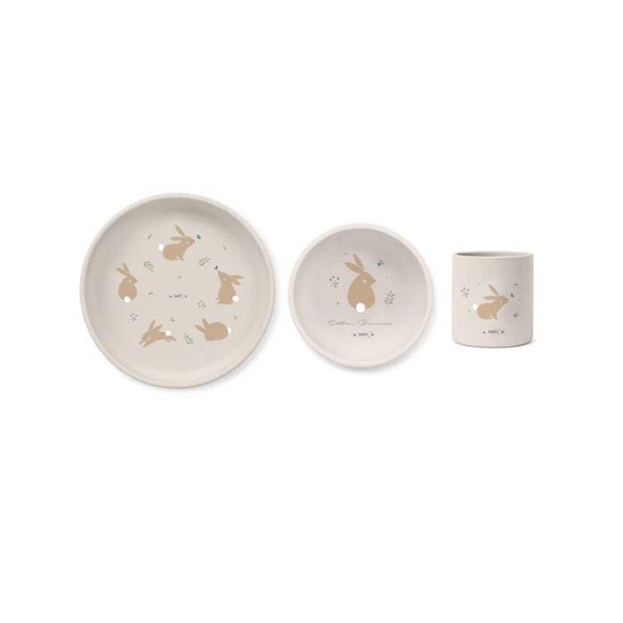 Saro Conjunto Alimentação Silicone Bebé Foodie Cotton Bunnies