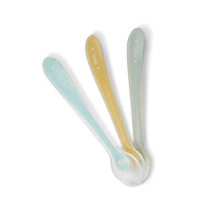 Saro Conjunto 3 Colheres Silicone Azul