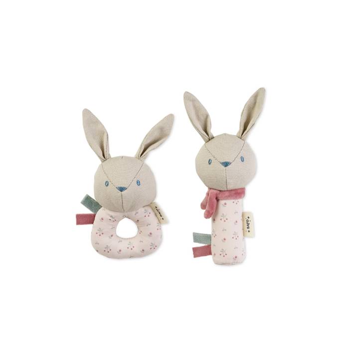 Saro Conjunto Rocas Algodão Coelhos Rosa, 2 Unidades