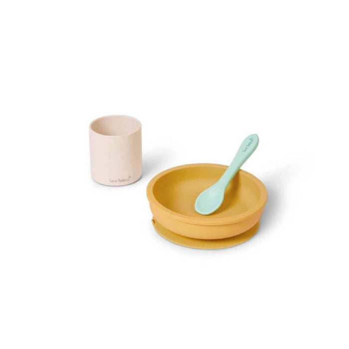 Saro Nordic Set Alimentação Silicone Mix Areia + Amarelo, 3 Peças