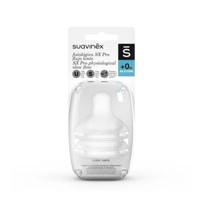Suavinex Sx Pro Tetina Fisiológica Silico S 0M+, 2 Unidades