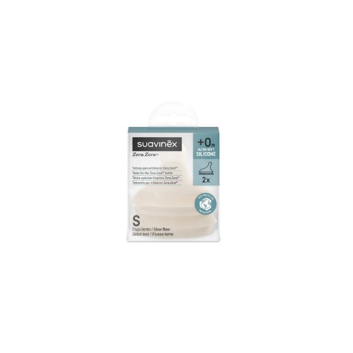 Suavinex Zero.Zero Tetina S Fluxo Lento Silicone Light, x2