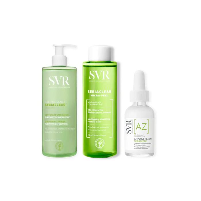 SVR Sebiaclear Pack Stop Acne Gel Mousse + Micro Peel + Ampoule Flash