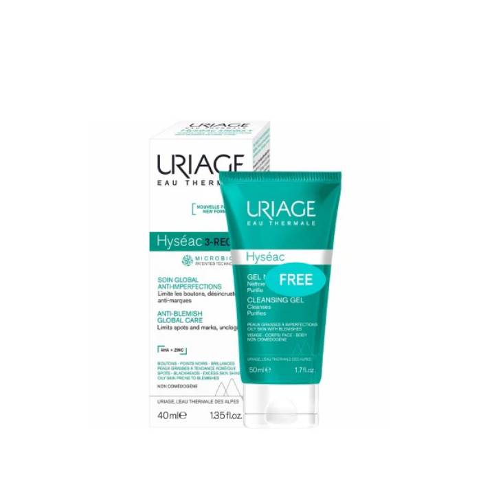 Uriage Hyséac Pack 3-Regul Creme Anti-Imperfeições 40 ml + Oferta Gel de Limpeza 50 ml