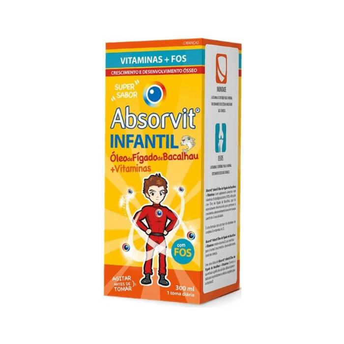 Absorvit Infantil Óleo Fígado Bacalhau + Vitaminas Xarope, 300 ml