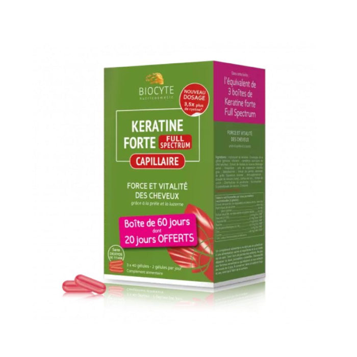Biocyte Keratine Extra Plus Forte Oferta 20 dias, 3 X 40 Cápsulas