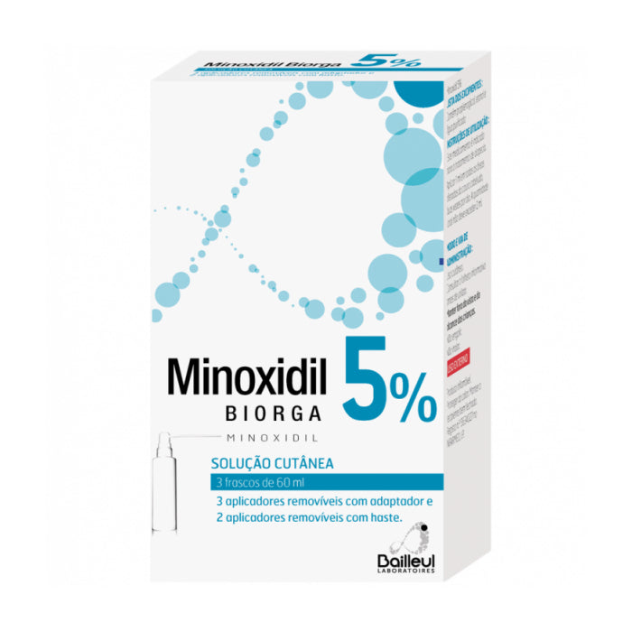 Biorga Minoxidil 5% Solução Cutânea 3 Frascos, 3 X 60 ml