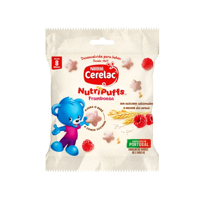 Nestlé Cerelac Nutripuffs Snack Sabor a Framboesa, 7g, 8 M+