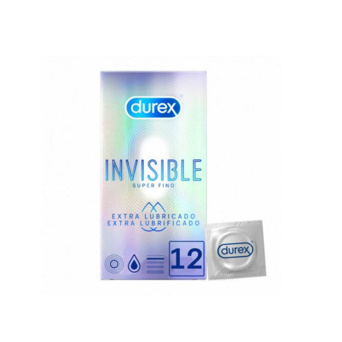 Durex Invisible Extra Lubrificado Preservativos, 12 Preservativos