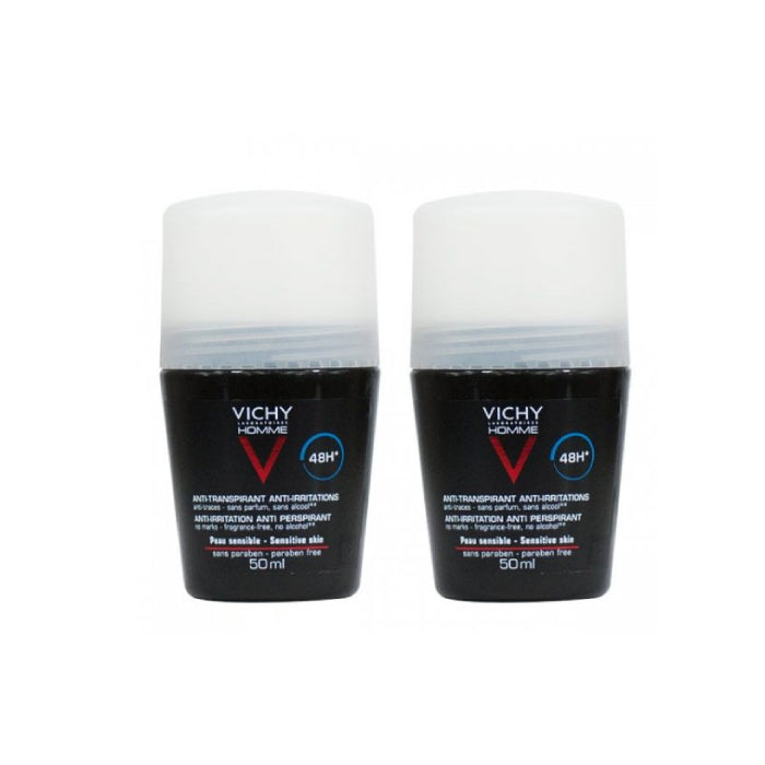 VICHY HOMME DEO TRANSP INT 48H 50ML X2