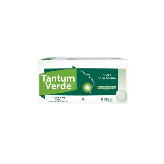 Tantum Verde Original 3 mg + 2,5 mg, 20 pastilhas