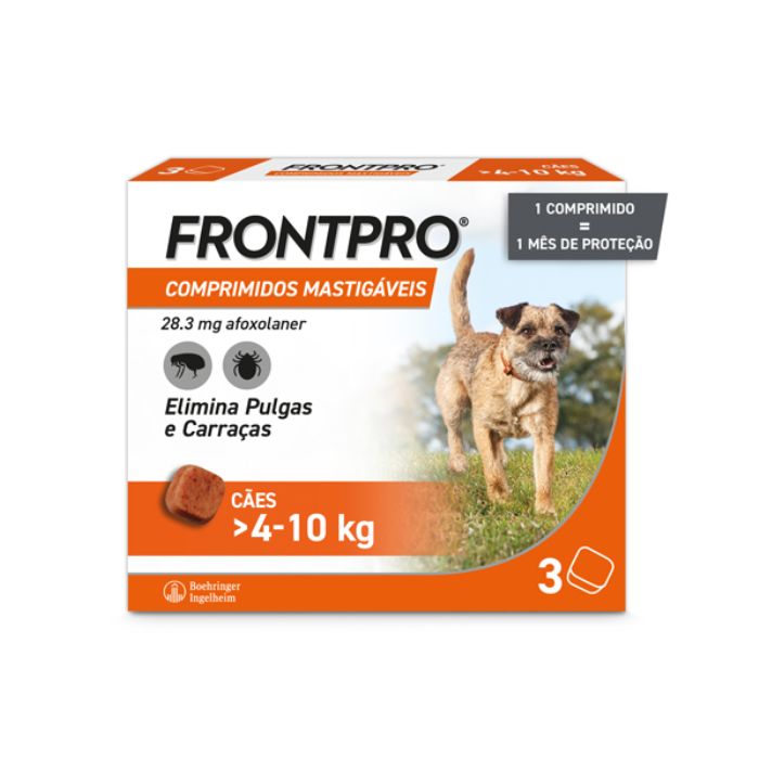 FRONTPRO 28mg Cães 4-10kg, 3 comprimidos mastigáveis