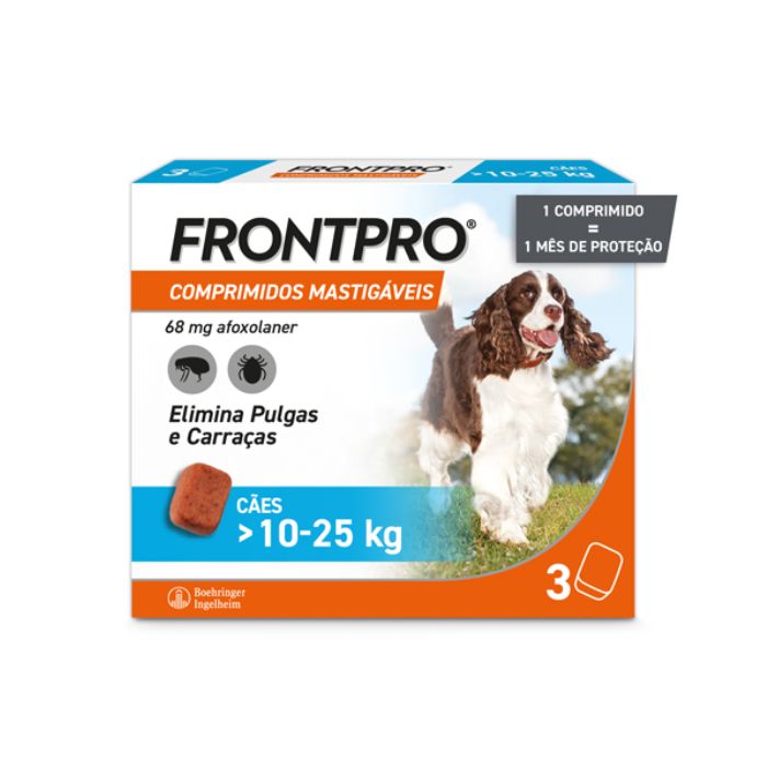 FRONTPRO 68mg Cães 10-25kg, 3 comprimidos mastigáveis