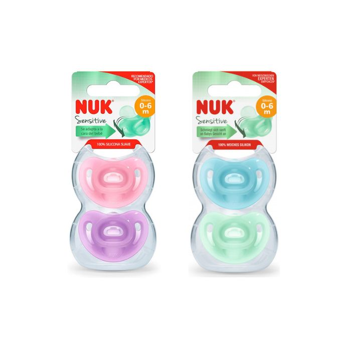 NUK Sensitive Chupeta Silicone, 0-6 Meses, 2 Unidades