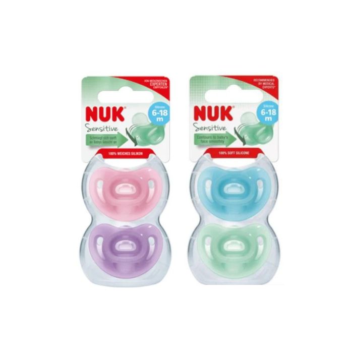 NUK Sensitive Chupeta Silicone, 6-18 Meses, 2 Unidades