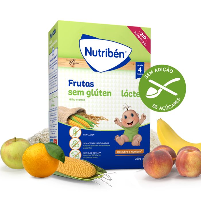 Nutribén Farinhas Láctea Frutas sem Glúten 4M, 250g